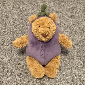 Jellycat Plush Bear in Eggplant costume